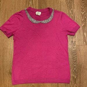 Kate Spade Jeweled Collar Sweater Blouse sz M